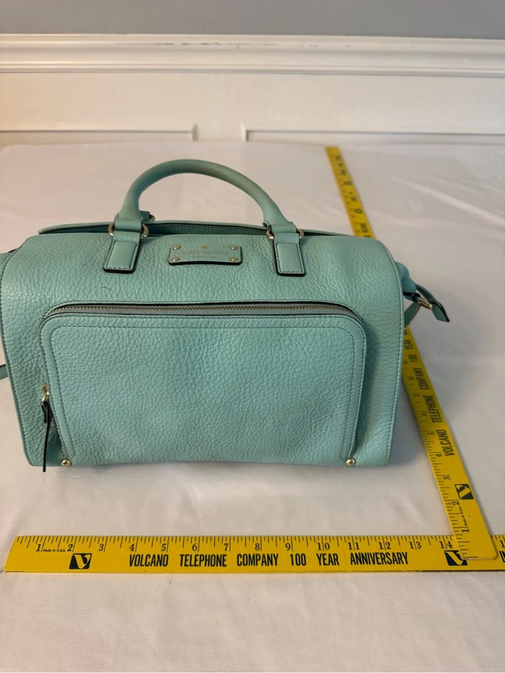 kate spade - Robins egg blue pebble leather shoulder bag with detachable strap